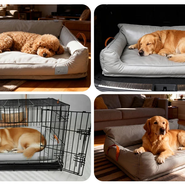 Large Dog Bed Leather Soft Plush Donut Snuggly Warm Cozy Pet Mat for S