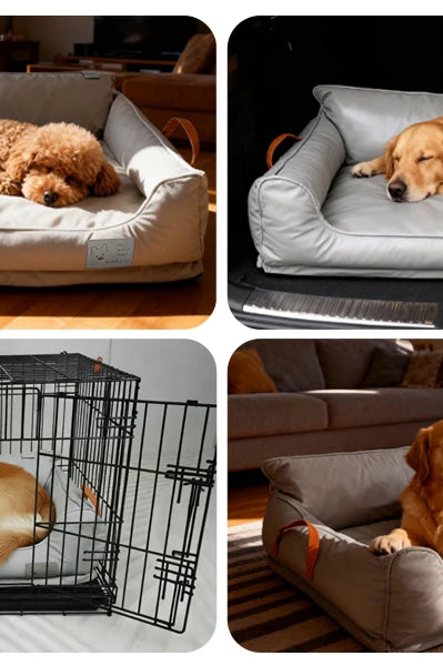 Large Dog Bed Leather Soft Plush Donut Snuggly Warm Cozy Pet Mat for S