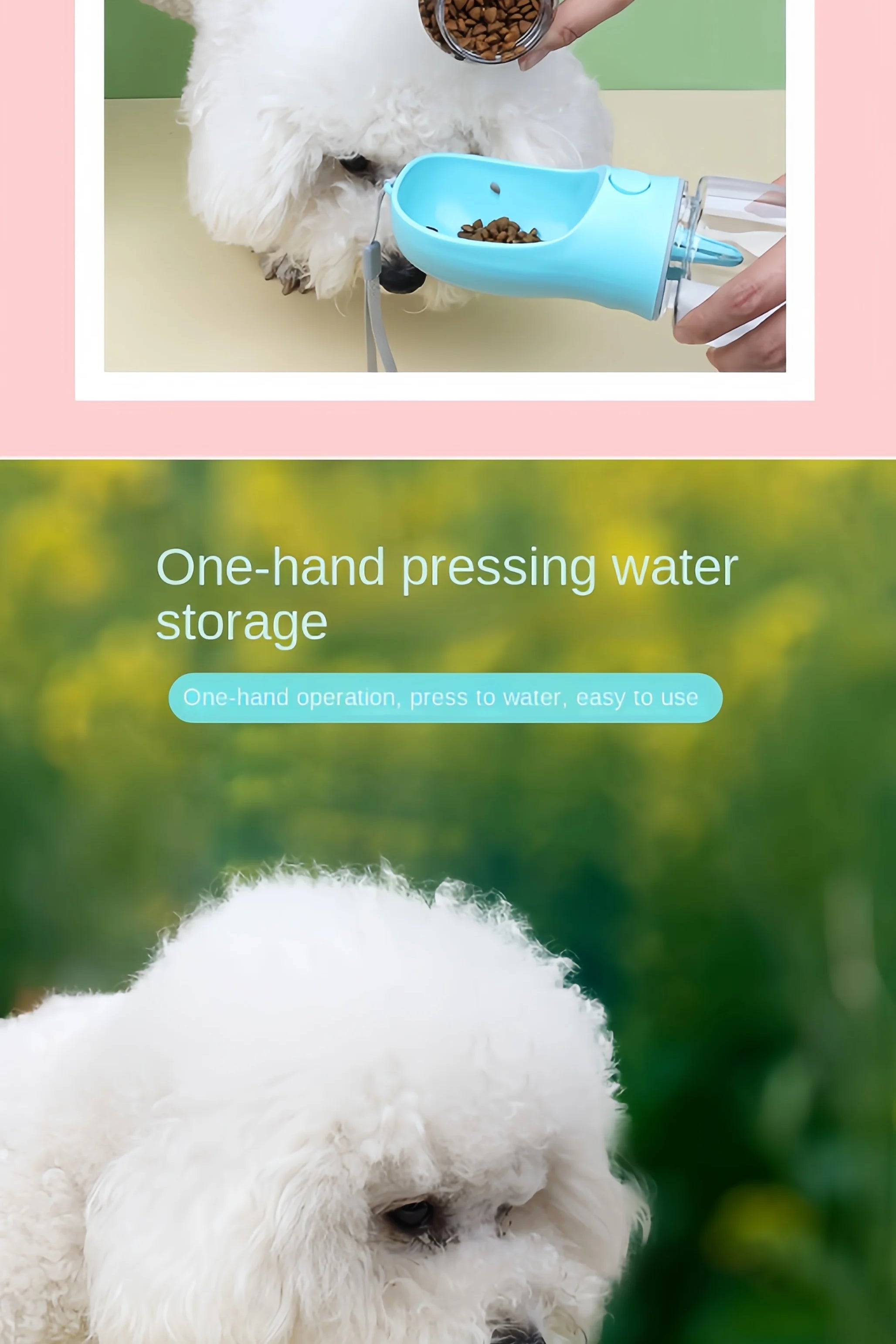 Portable Dog Water Bottle 2-in-1 Food & Water Dispenser