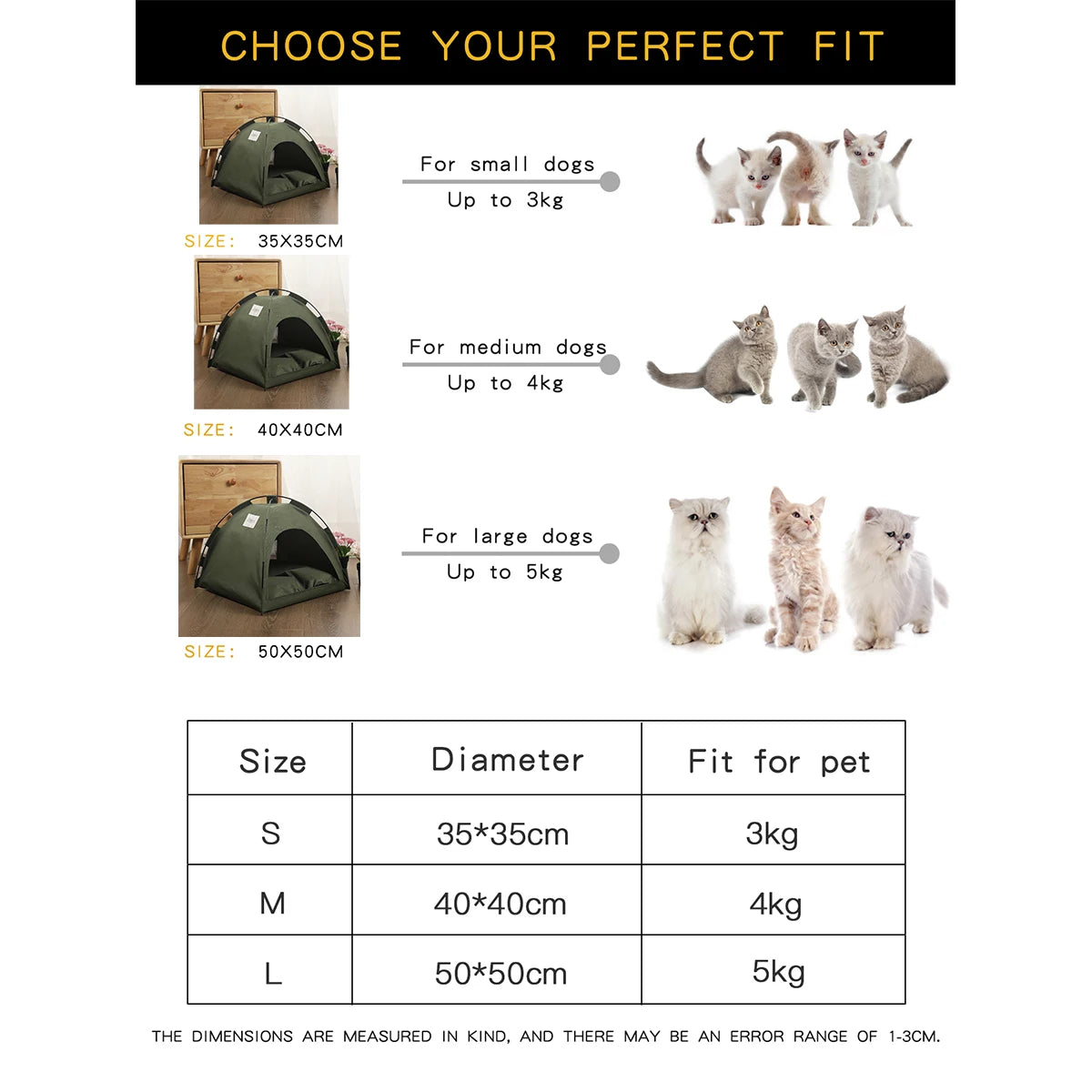 Pet Tent Bed for Cats Cozy Winter Cat House