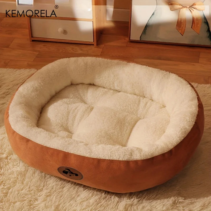 Cozy Oval Snuggle Pet Bed Plush & Thickened Cat Bed Warm