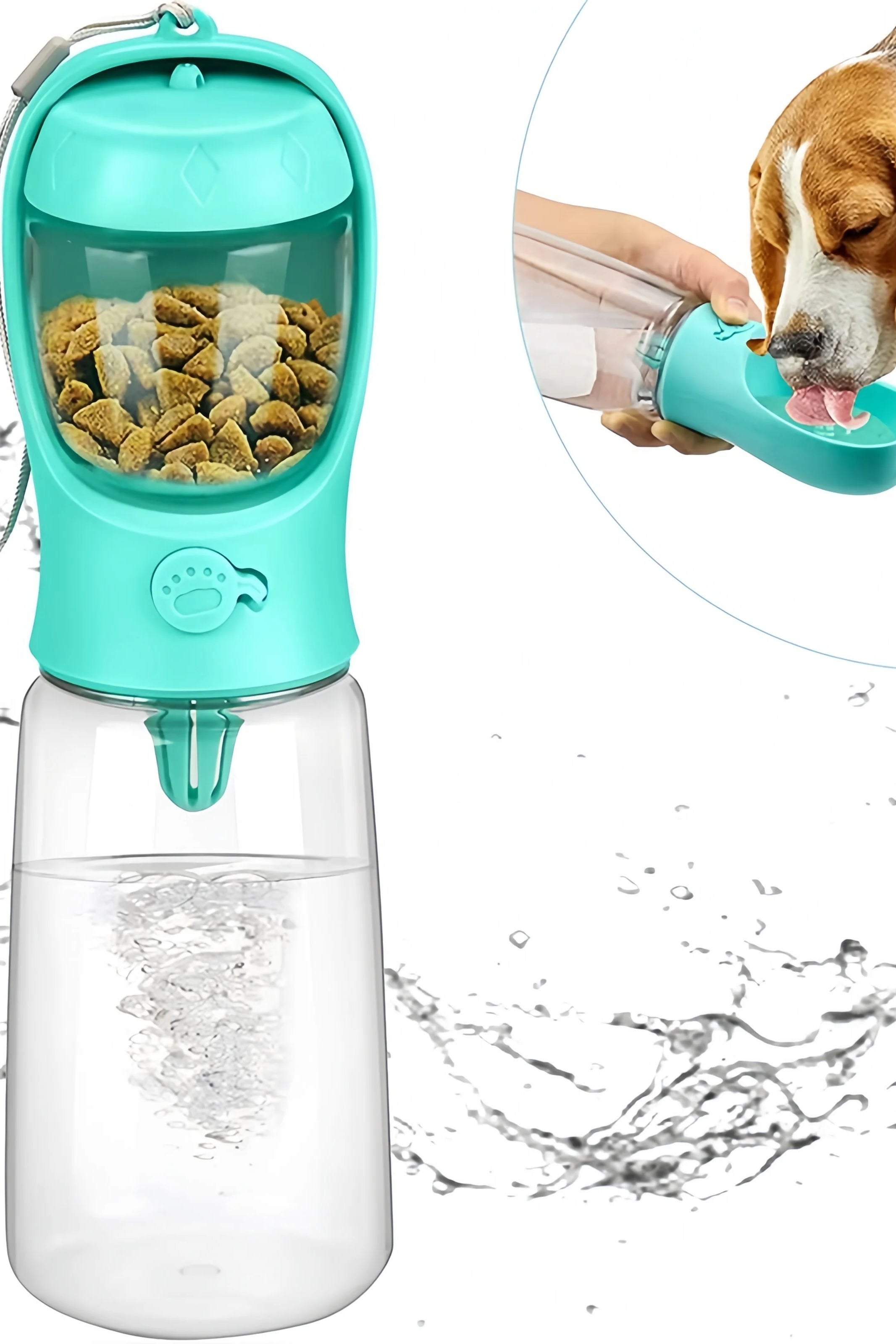 Portable Dog Water Bottle 2-in-1 Food & Water Dispenser
