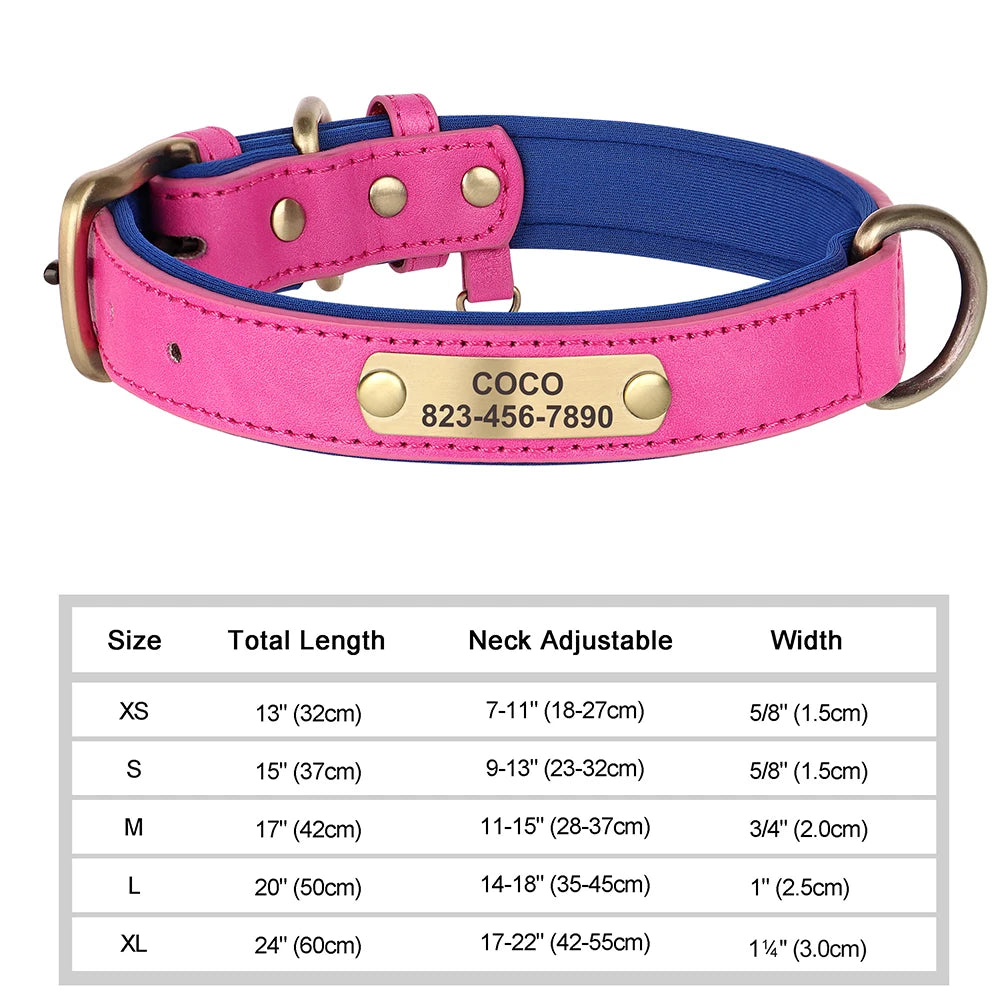 Personalized Engraved PU Leather Dog Collar