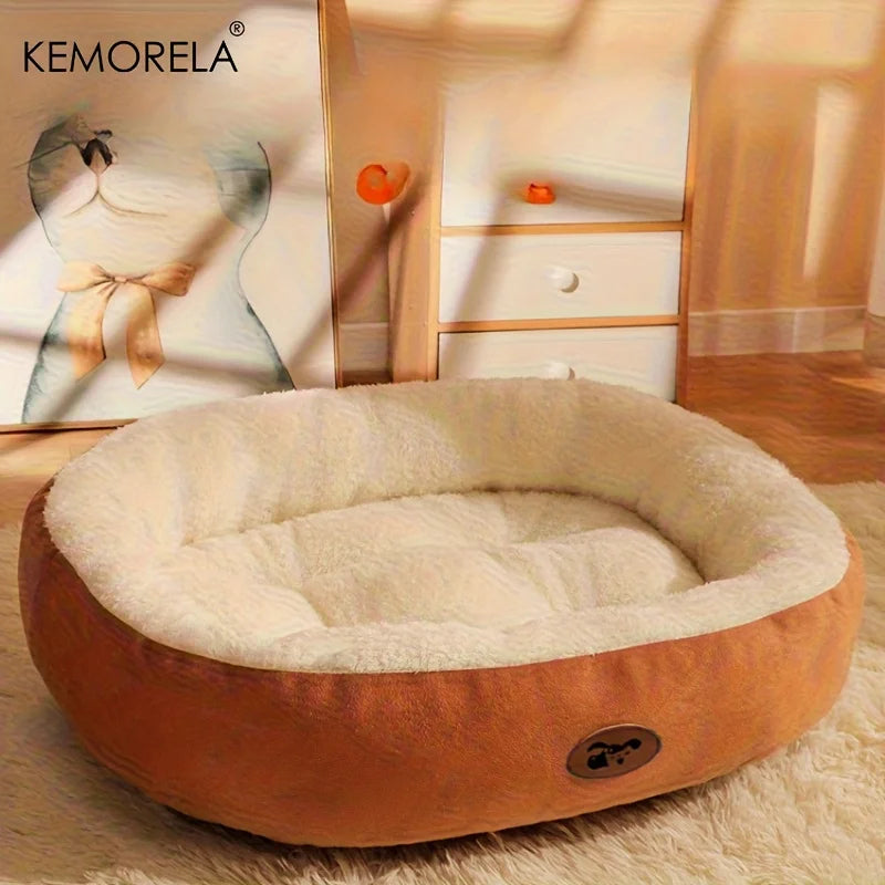Cozy Oval Snuggle Pet Bed Plush & Thickened Cat Bed Warm