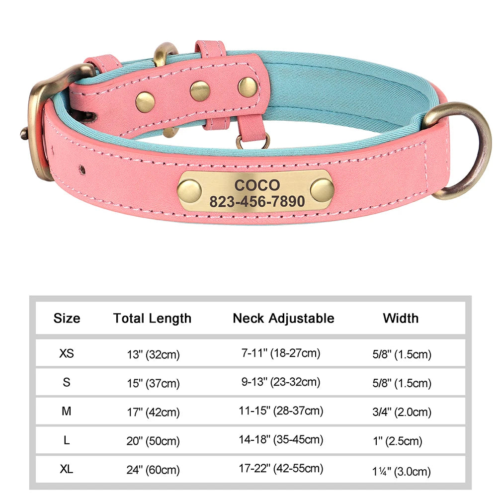 Personalized Engraved PU Leather Dog Collar