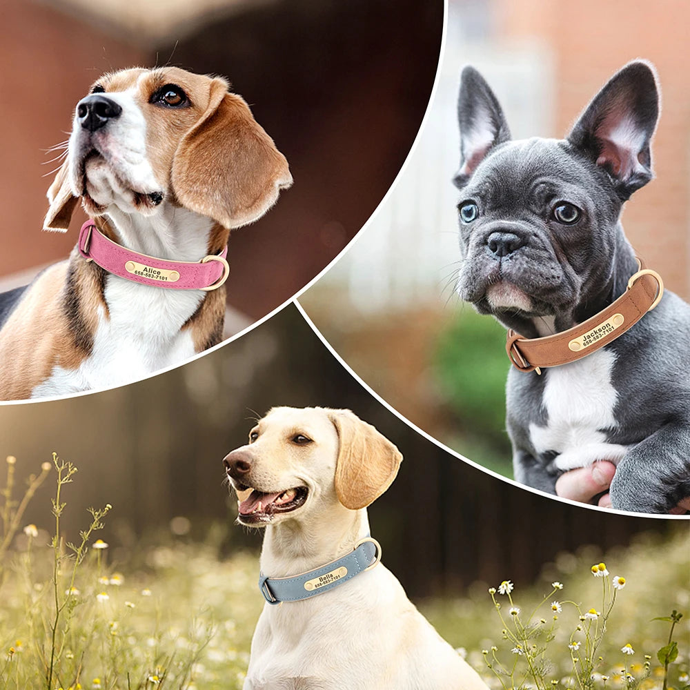 Personalized Engraved PU Leather Dog Collar