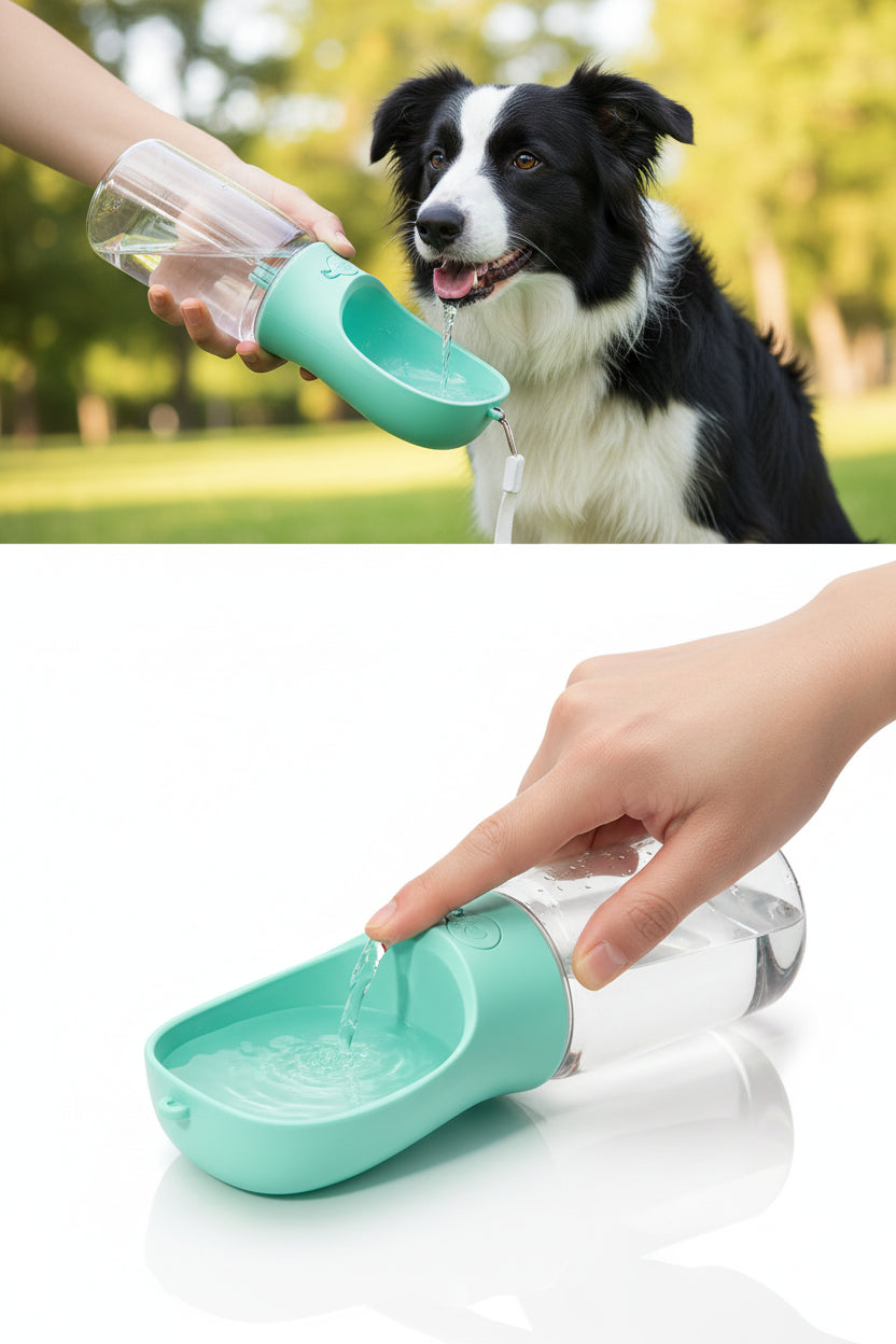 Portable Dog Water Bottle 2-in-1 Food & Water Dispenser