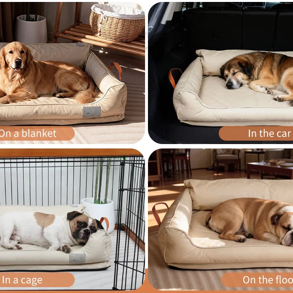Large Dog Bed Leather Soft Plush Donut Snuggly Warm Cozy Pet Mat for S