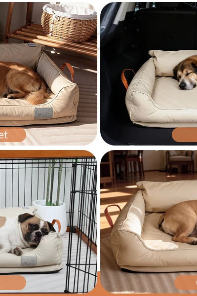 Large Dog Bed Leather Soft Plush Donut Snuggly Warm Cozy Pet Mat for S