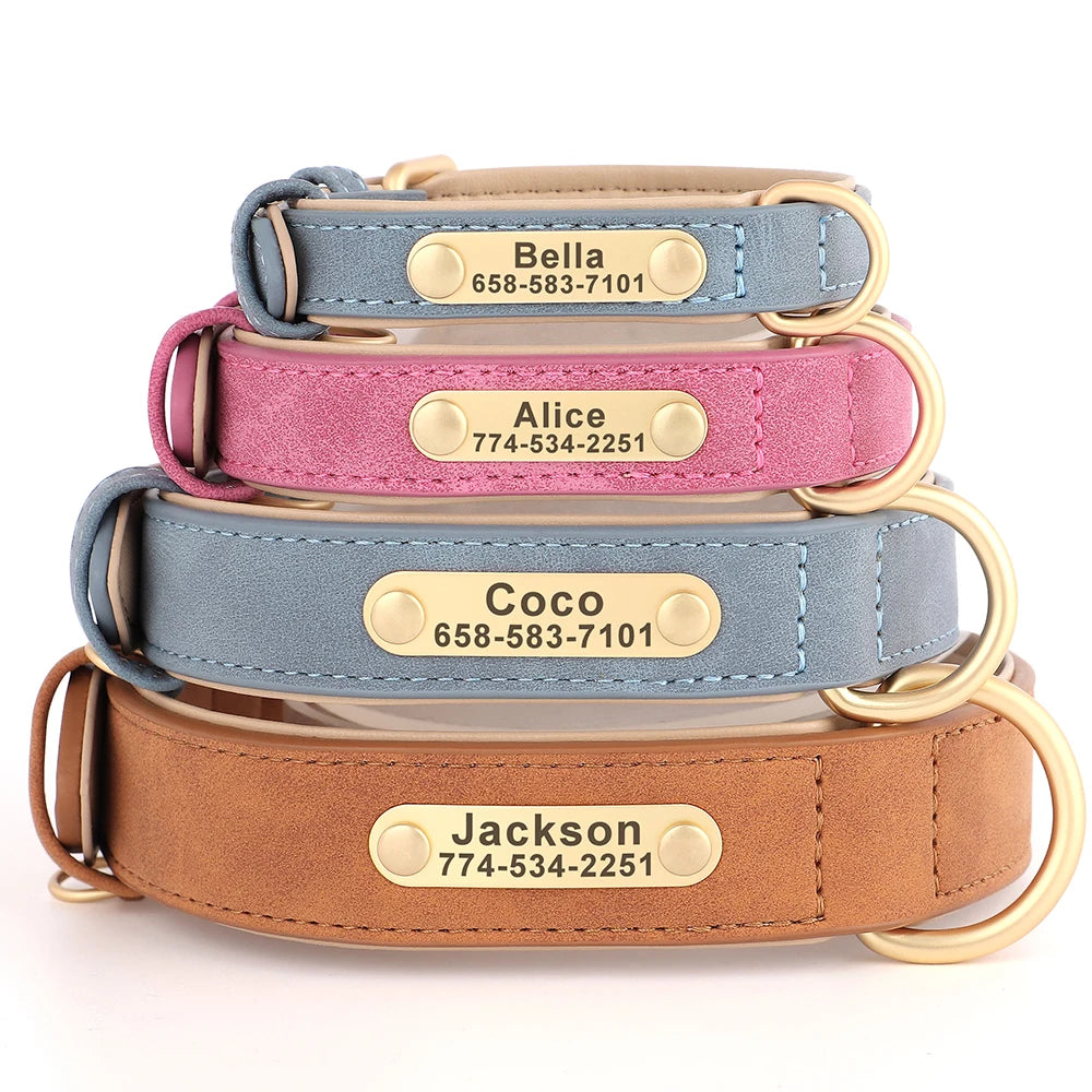 Personalized Engraved PU Leather Dog Collar