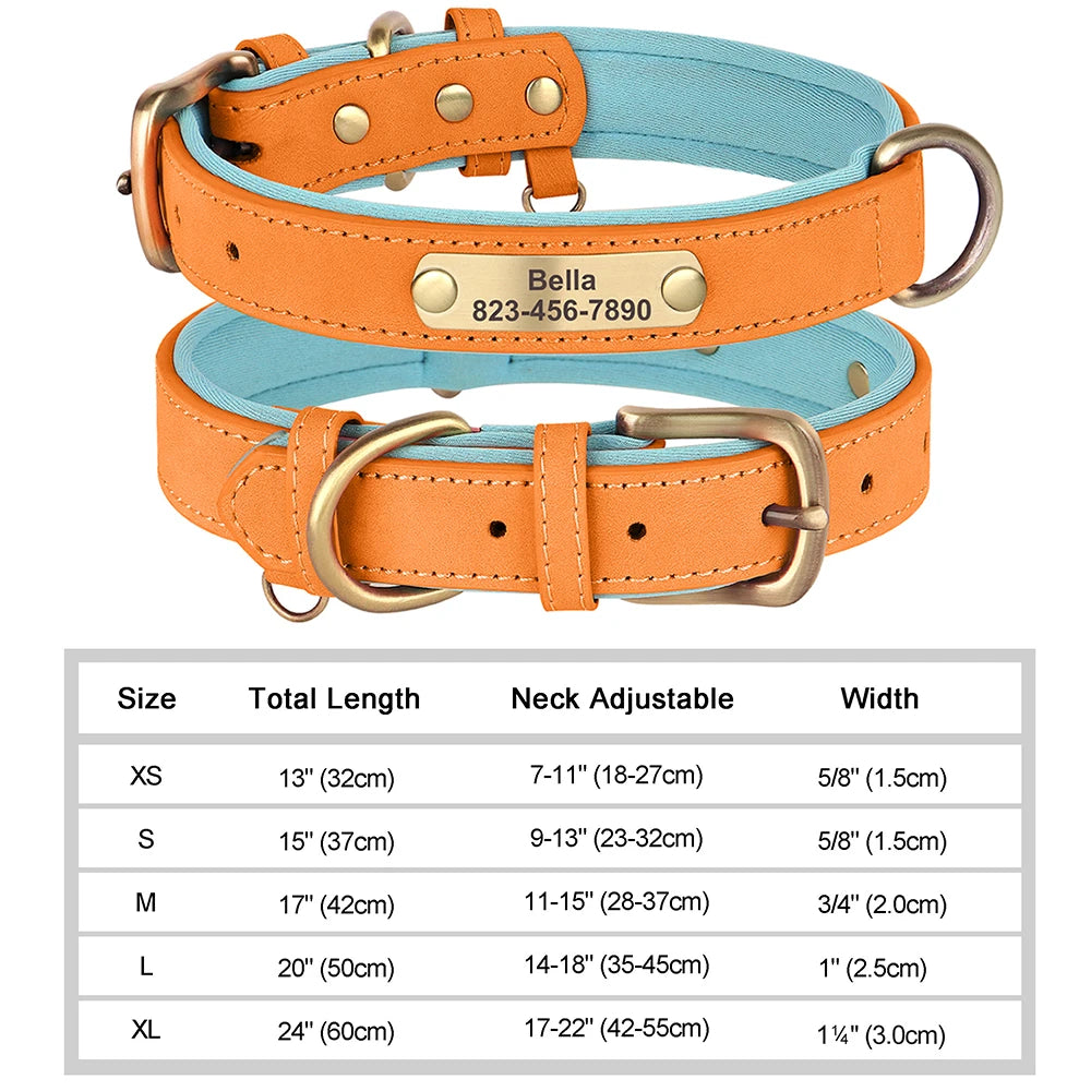 Personalized Engraved PU Leather Dog Collar