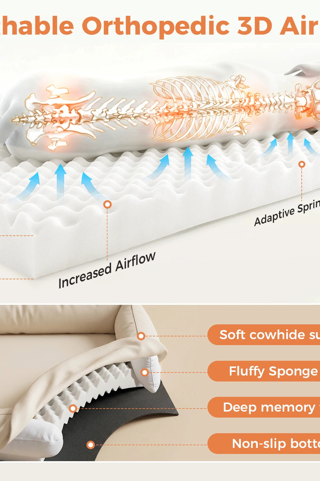 Large Dog Bed Leather Soft Plush Donut Snuggly Warm Cozy Pet Mat for S