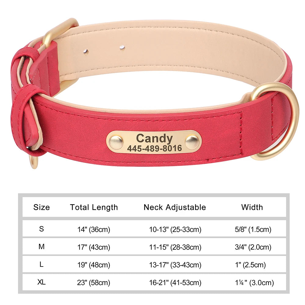 Personalized Engraved PU Leather Dog Collar