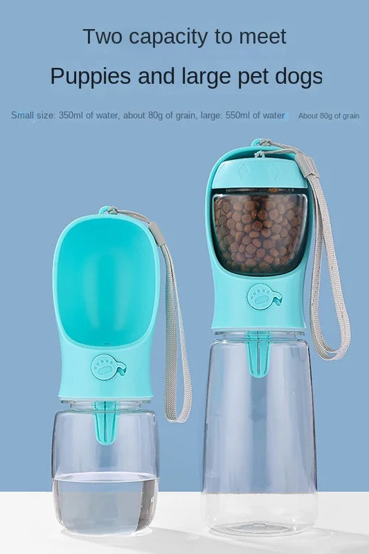 Portable Dog Water Bottle 2-in-1 Food & Water Dispenser
