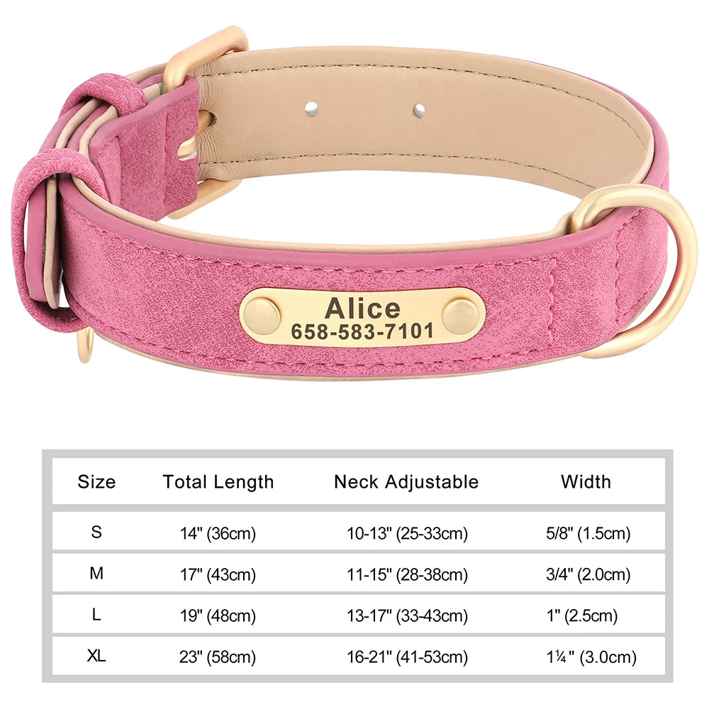 Personalized Engraved PU Leather Dog Collar