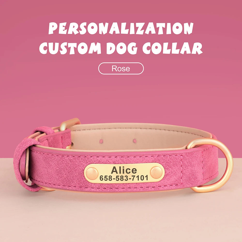 Personalized Engraved PU Leather Dog Collar