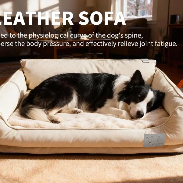 Large Dog Bed Leather Soft Plush Donut Snuggly Warm