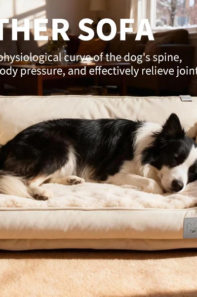Large Dog Bed Leather Soft Plush Donut Snuggly Warm