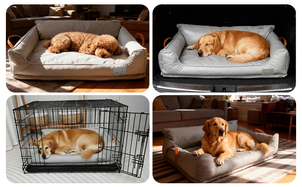 Large Dog Bed Leather Soft Plush Donut Snuggly Warm Cozy Pet Mat for S