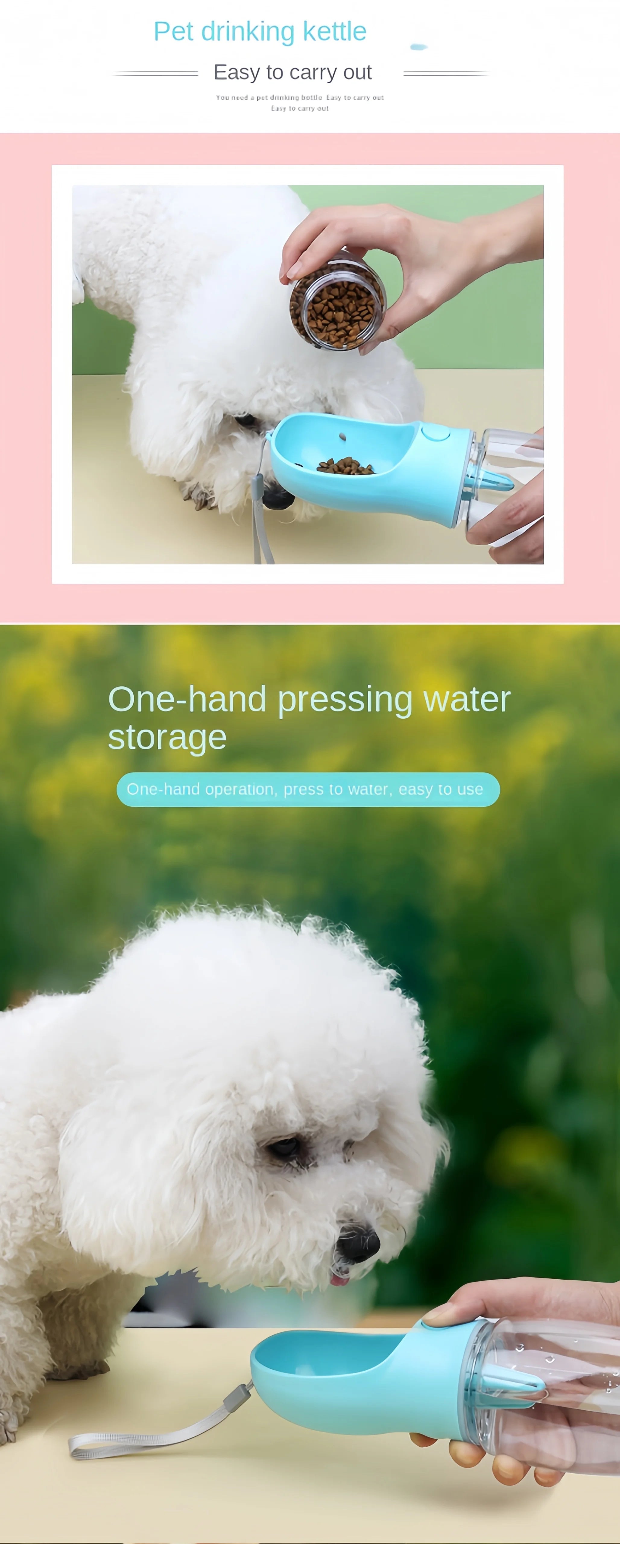 Portable Dog Water Bottle 2-in-1 Food & Water Dispenser