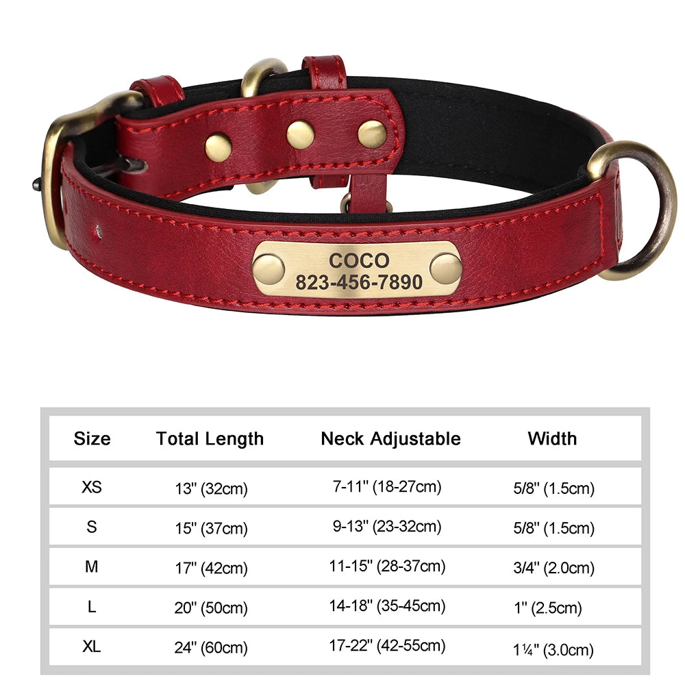 Personalized Engraved PU Leather Dog Collar
