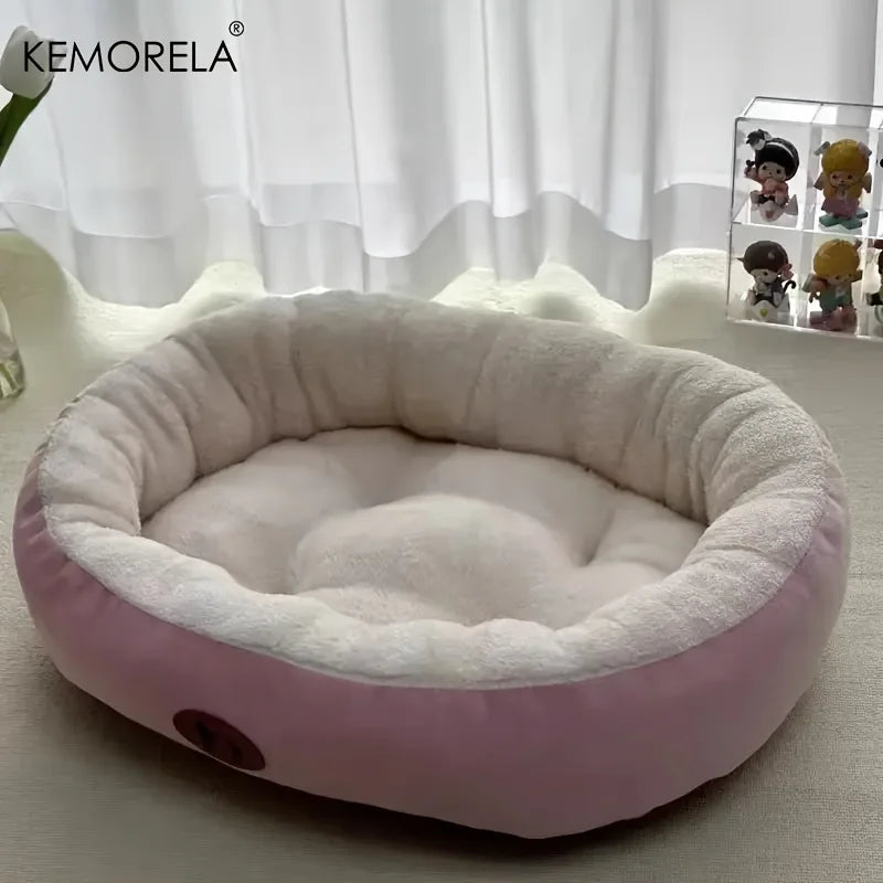Cozy Oval Snuggle Pet Bed Plush & Thickened Cat Bed Warm