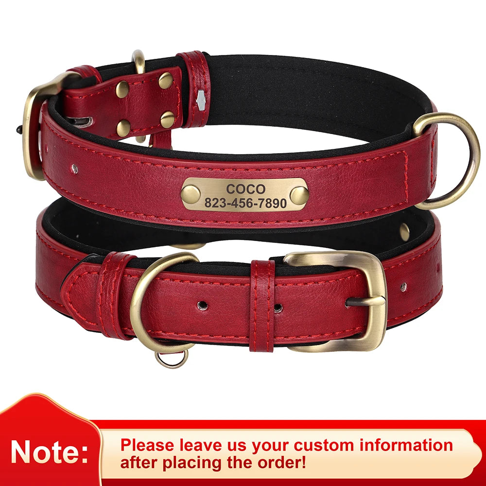 Personalized Engraved PU Leather Dog Collar