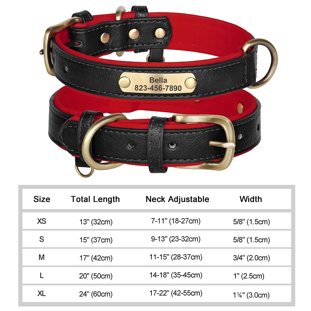 Personalized Engraved PU Leather Dog Collar