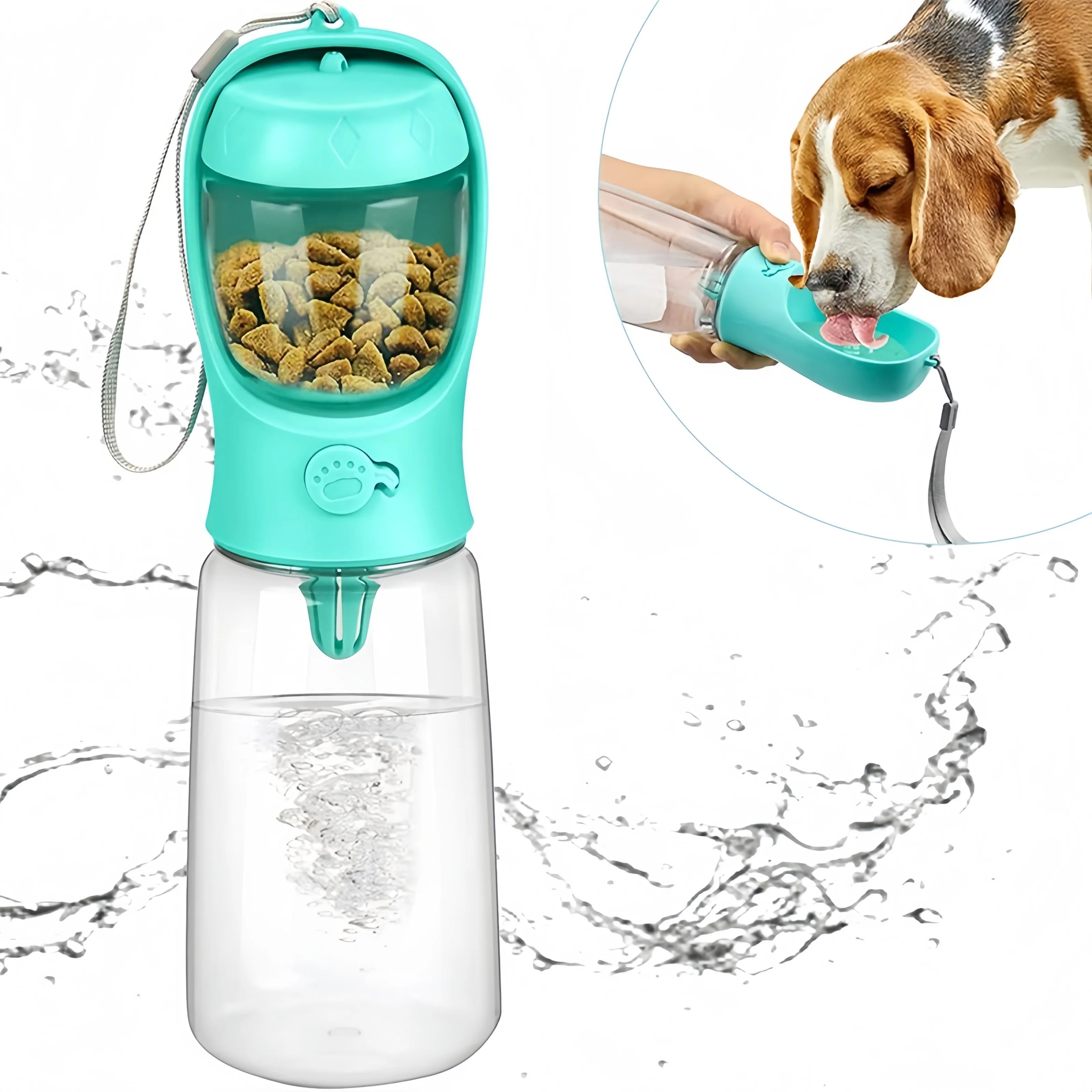 Portable Dog Water Bottle 2-in-1 Food & Water Dispenser