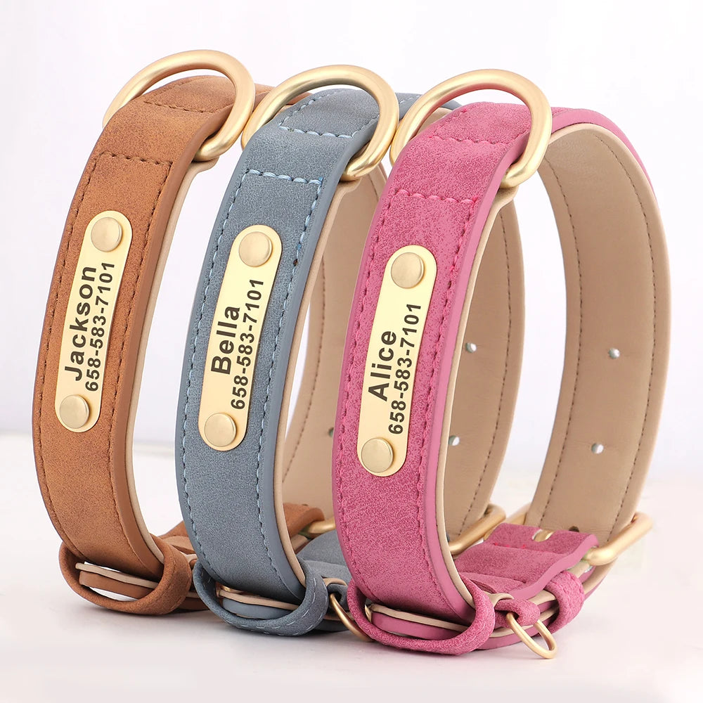 Personalized Engraved PU Leather Dog Collar