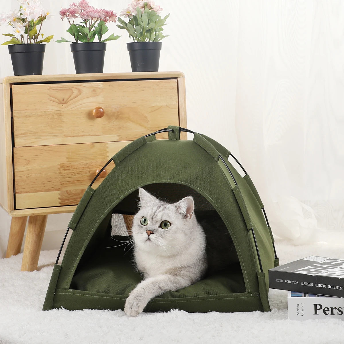 Pet Tent Bed for Cats Cozy Winter Cat House