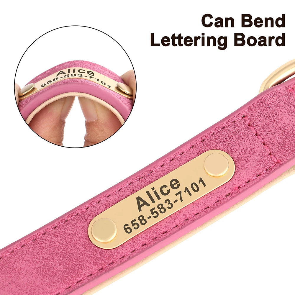 Personalized Engraved PU Leather Dog Collar