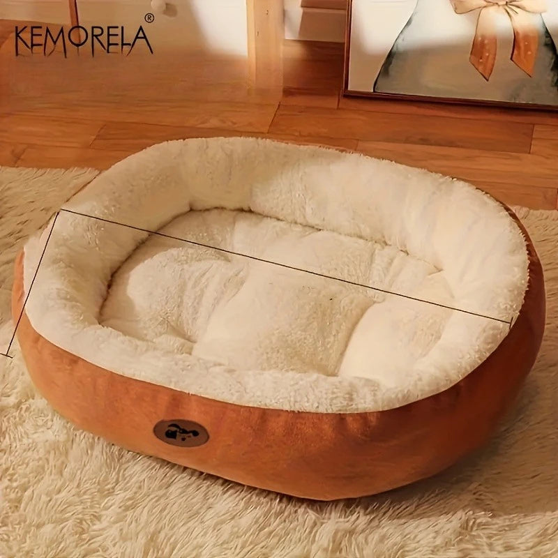 Cozy Oval Snuggle Pet Bed Plush & Thickened Cat Bed Warm
