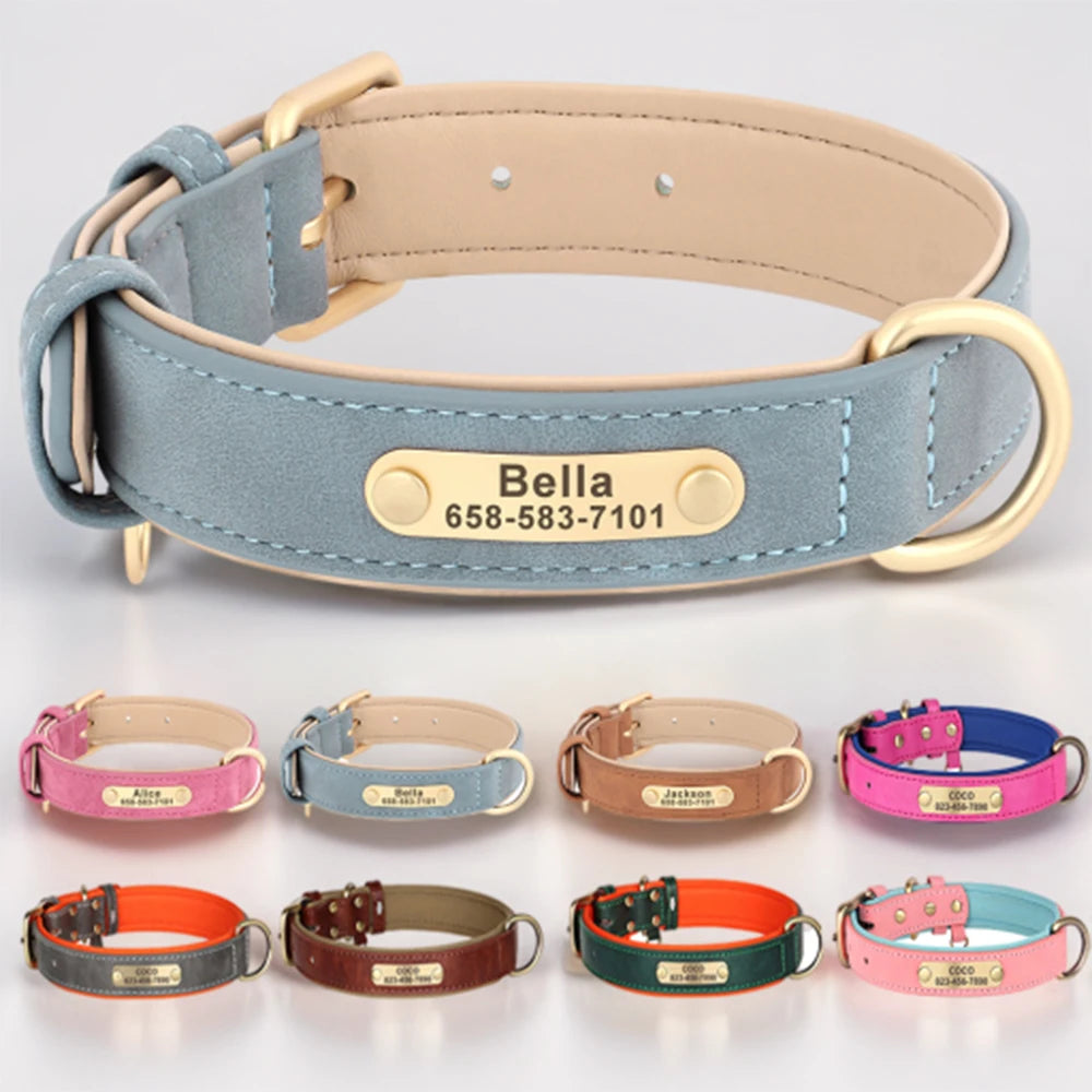Personalized Engraved PU Leather Dog Collar