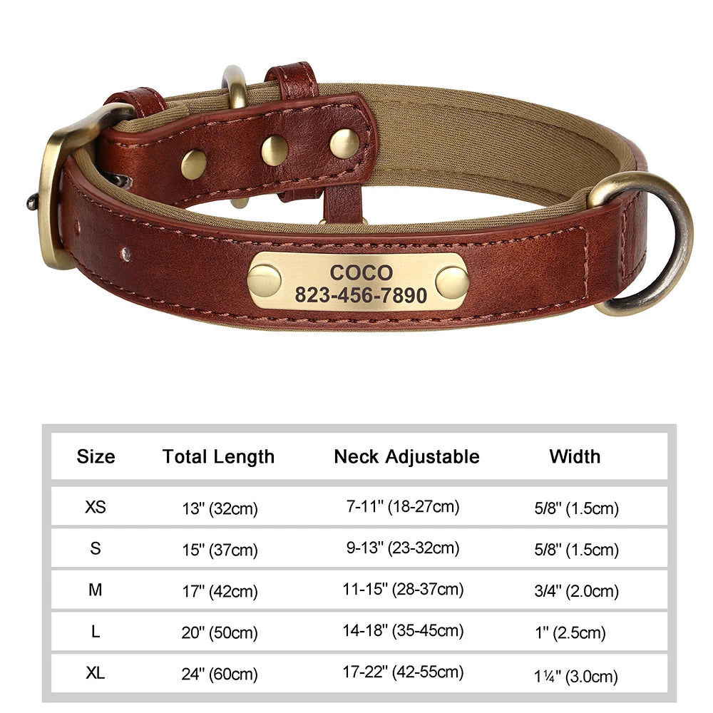 Personalized Engraved PU Leather Dog Collar
