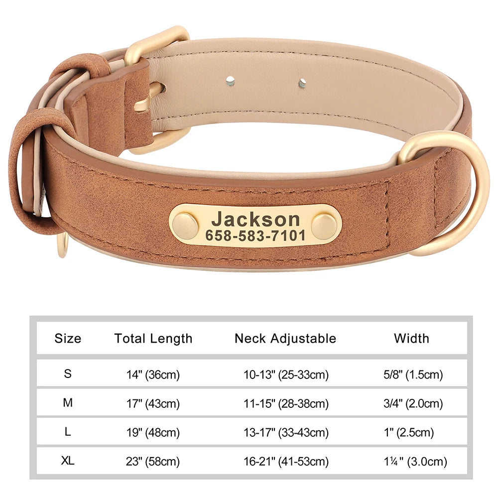 Personalized Engraved PU Leather Dog Collar