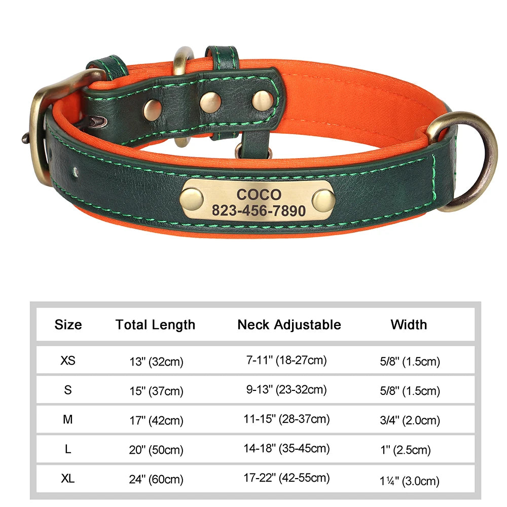 Personalized Engraved PU Leather Dog Collar