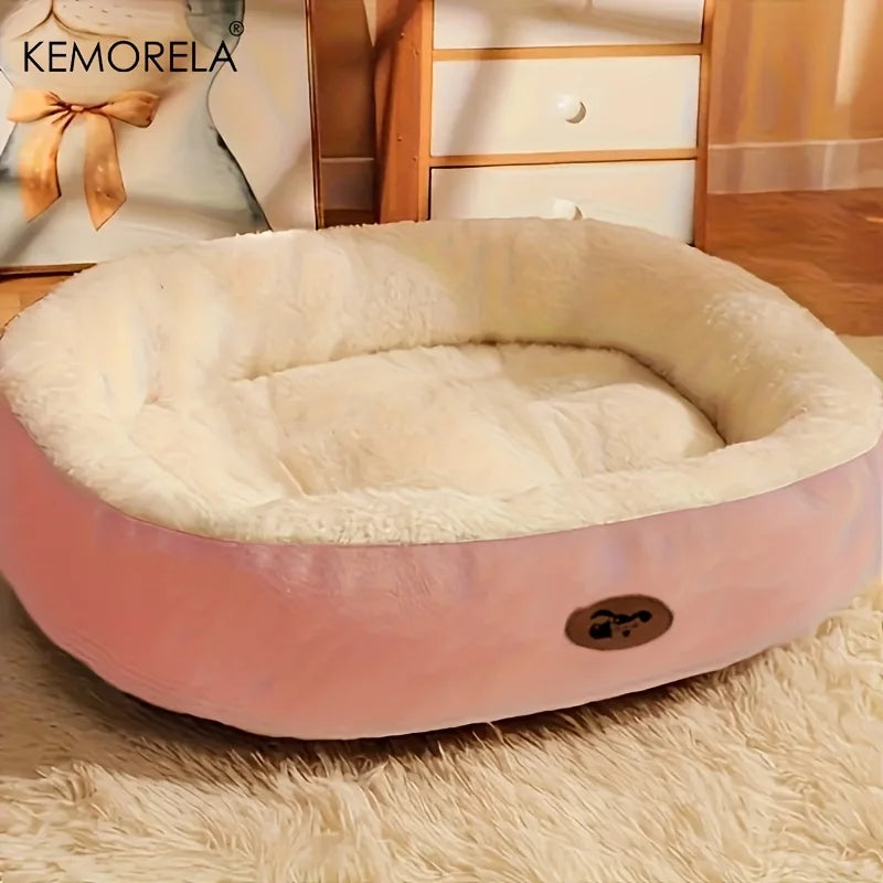Cozy Oval Snuggle Pet Bed Plush & Thickened Cat Bed Warm