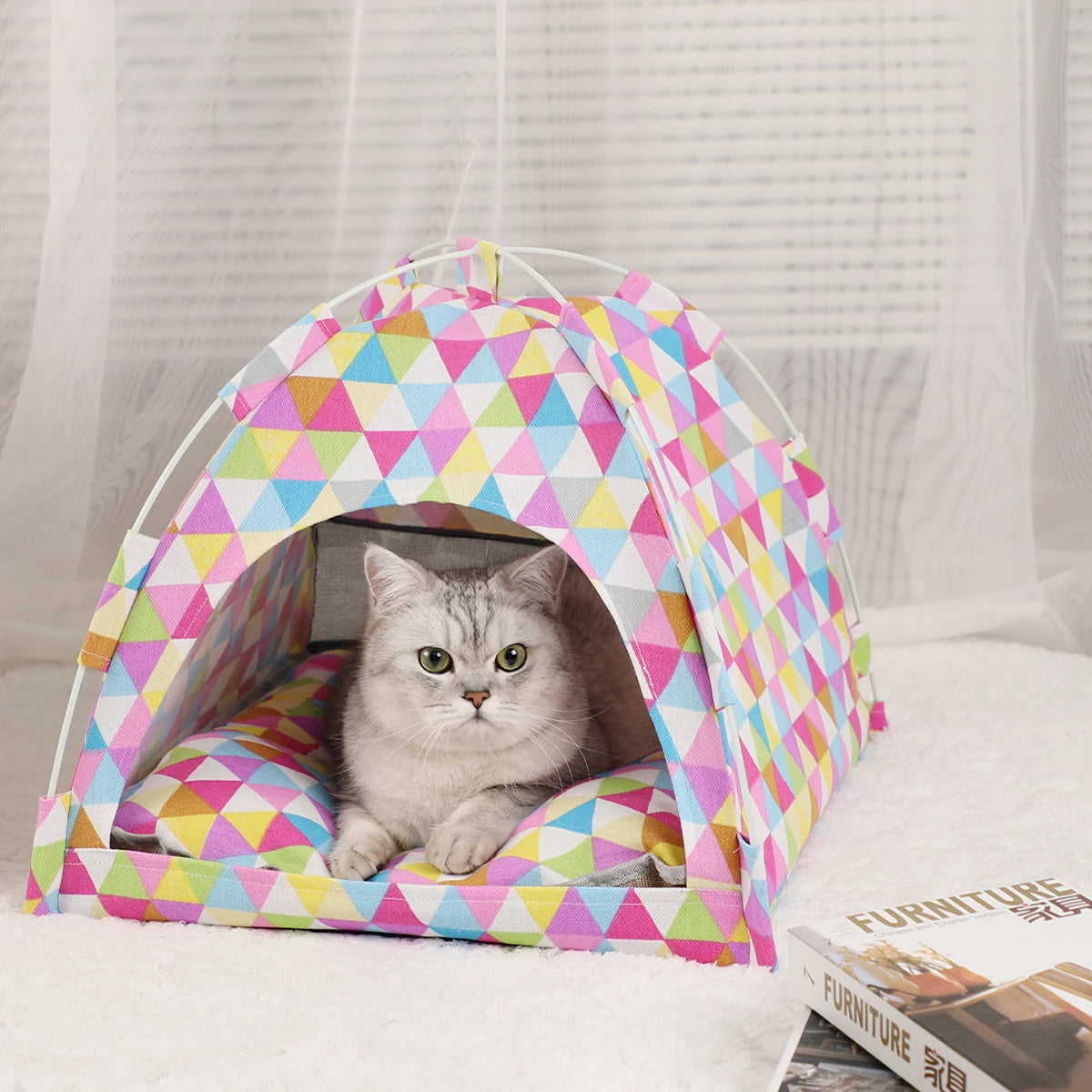 Pet Tent Bed for Cats Cozy Winter Cat House