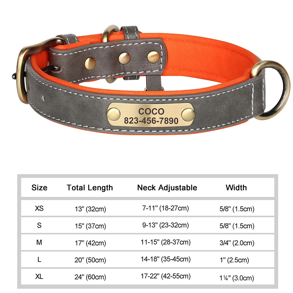 Personalized Engraved PU Leather Dog Collar