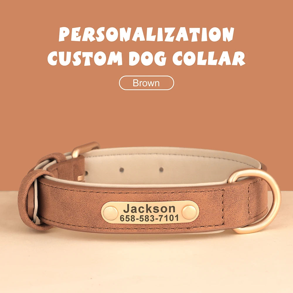 Personalized Engraved PU Leather Dog Collar