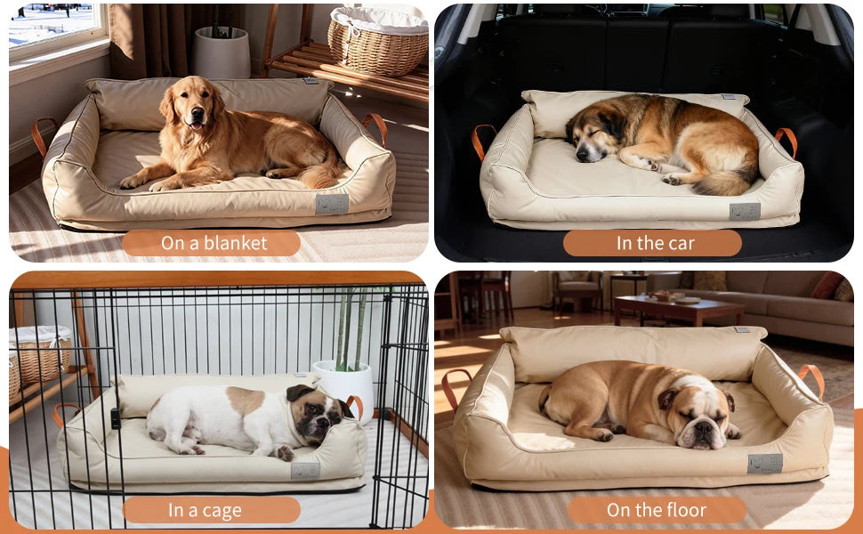 Large Dog Bed Leather Soft Plush Donut Snuggly Warm Cozy Pet Mat for S