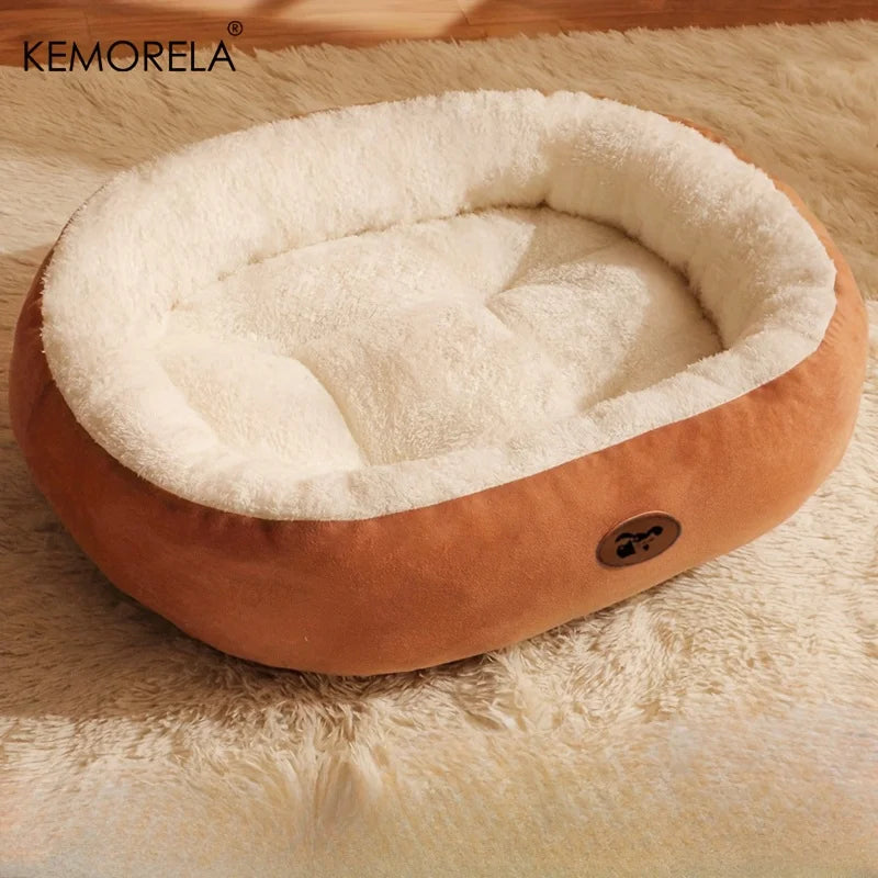Cozy Oval Snuggle Pet Bed Plush & Thickened Cat Bed Warm