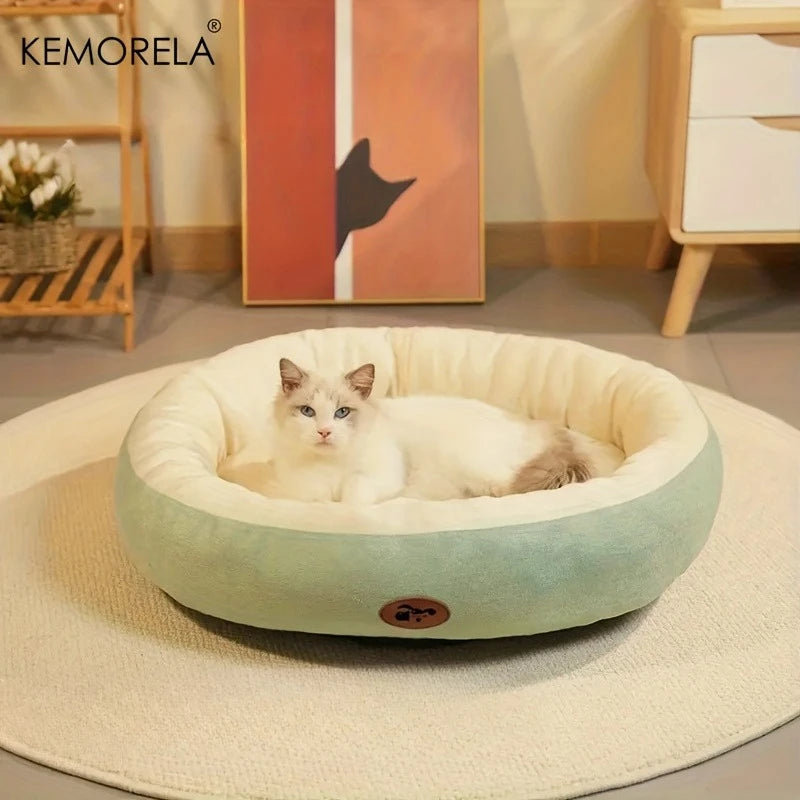 Cozy Oval Snuggle Pet Bed Plush & Thickened Cat Bed Warm