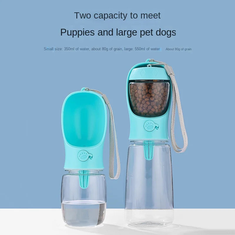 Portable Dog Water Bottle 2-in-1 Food & Water Dispenser