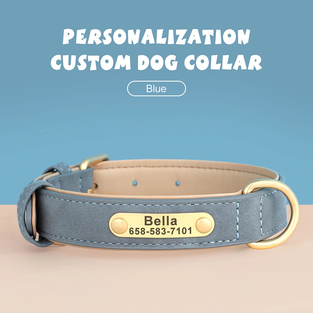 Personalized Engraved PU Leather Dog Collar
