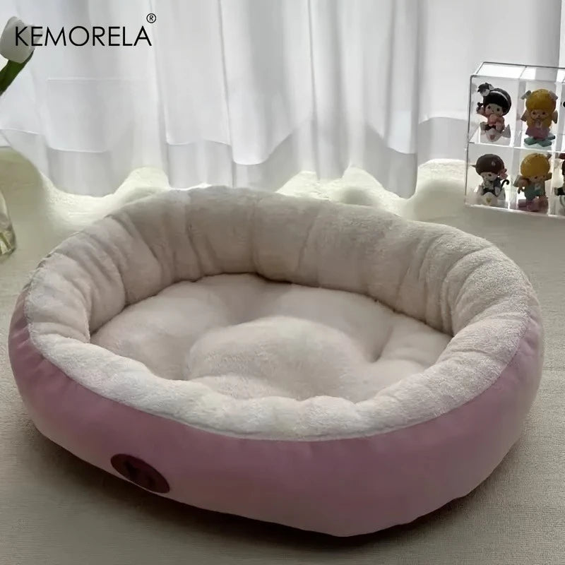 Cozy Oval Snuggle Pet Bed Plush & Thickened Cat Bed Warm